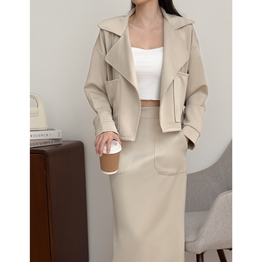 CODE K56S Kadaka O192 เสื้อเบลเซอร์ด้านนอกผู้หญิงสไตล์เกาหลีพร้อมรายละเอียดคอปก