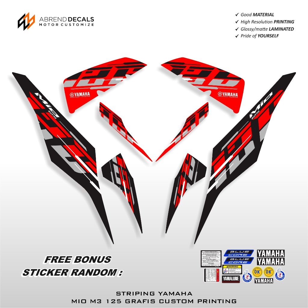 Striping Mio M3 125 Graphic Custom Black Block / Yamaha Mio M3 Motorcycle Sticker Design Variations 