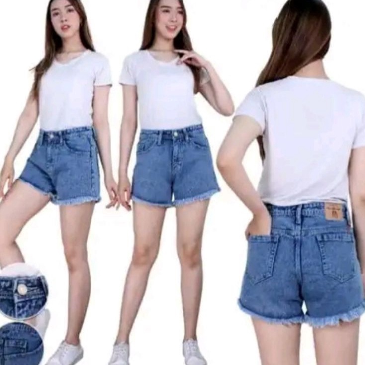 CODE B53O Womens Ripped Jeans Shorts Hotpants Ripped Jeans Snow blue