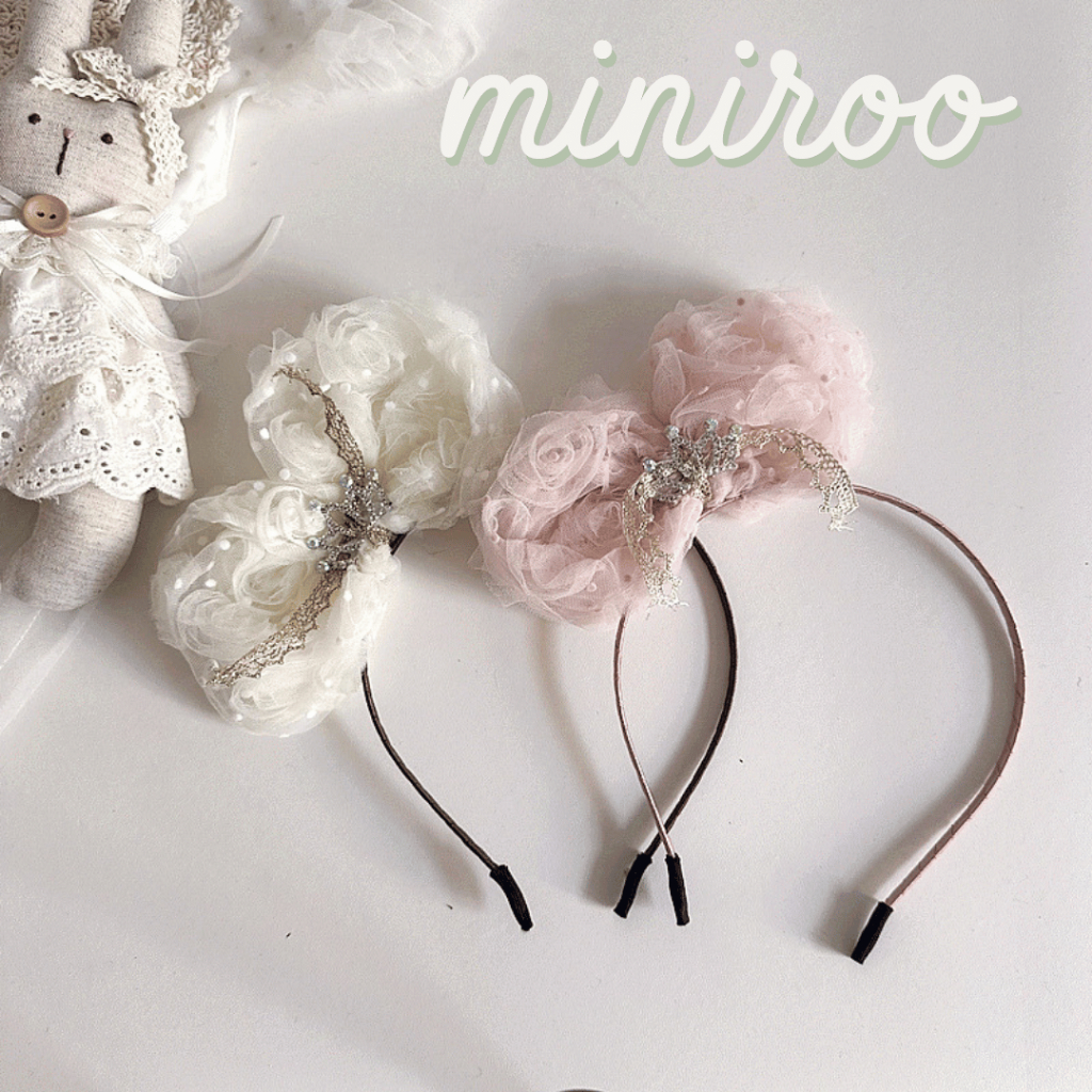 Miniroo Accessories ที่คาดผม Bandana Large Ribbon Tille Pattern Rose Korean Style Daisy