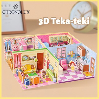 Poney Puzzle 3d diy bahan foam Miniatur diy rumah Paper house Mainan puzzle edukasi anak