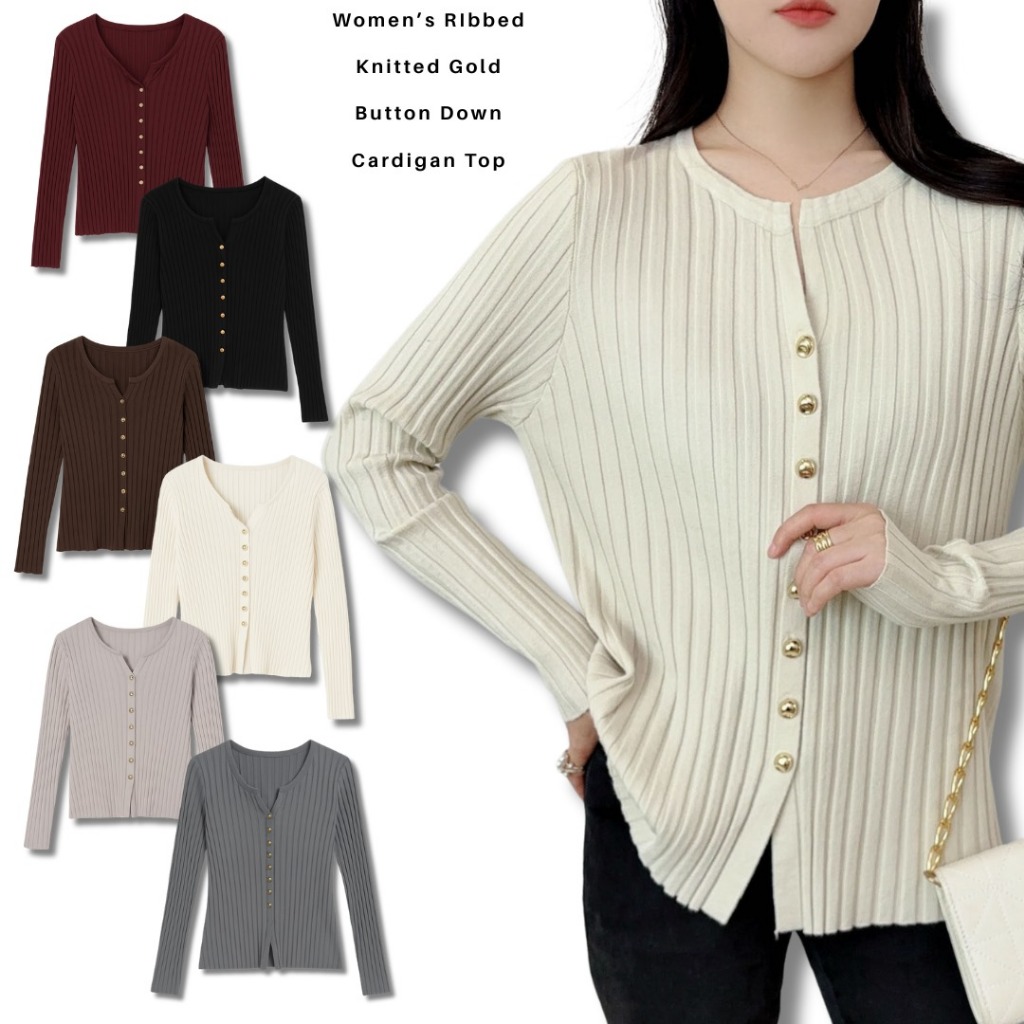 IMPORT BKK BANGKOK เสื้อท็อปผู้หญิง (IMP24 RIBBED KNIT BUTTANDOWN)