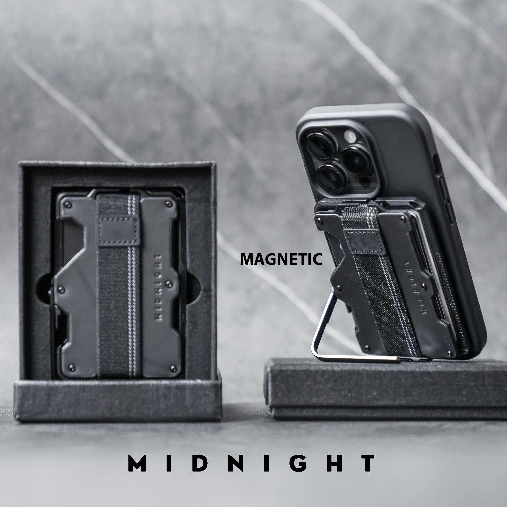 MIDNIGHT AEGIS Magnetic Card Holder Magsafe Wallet Standing HP RFID Phone Holder Iphone 12