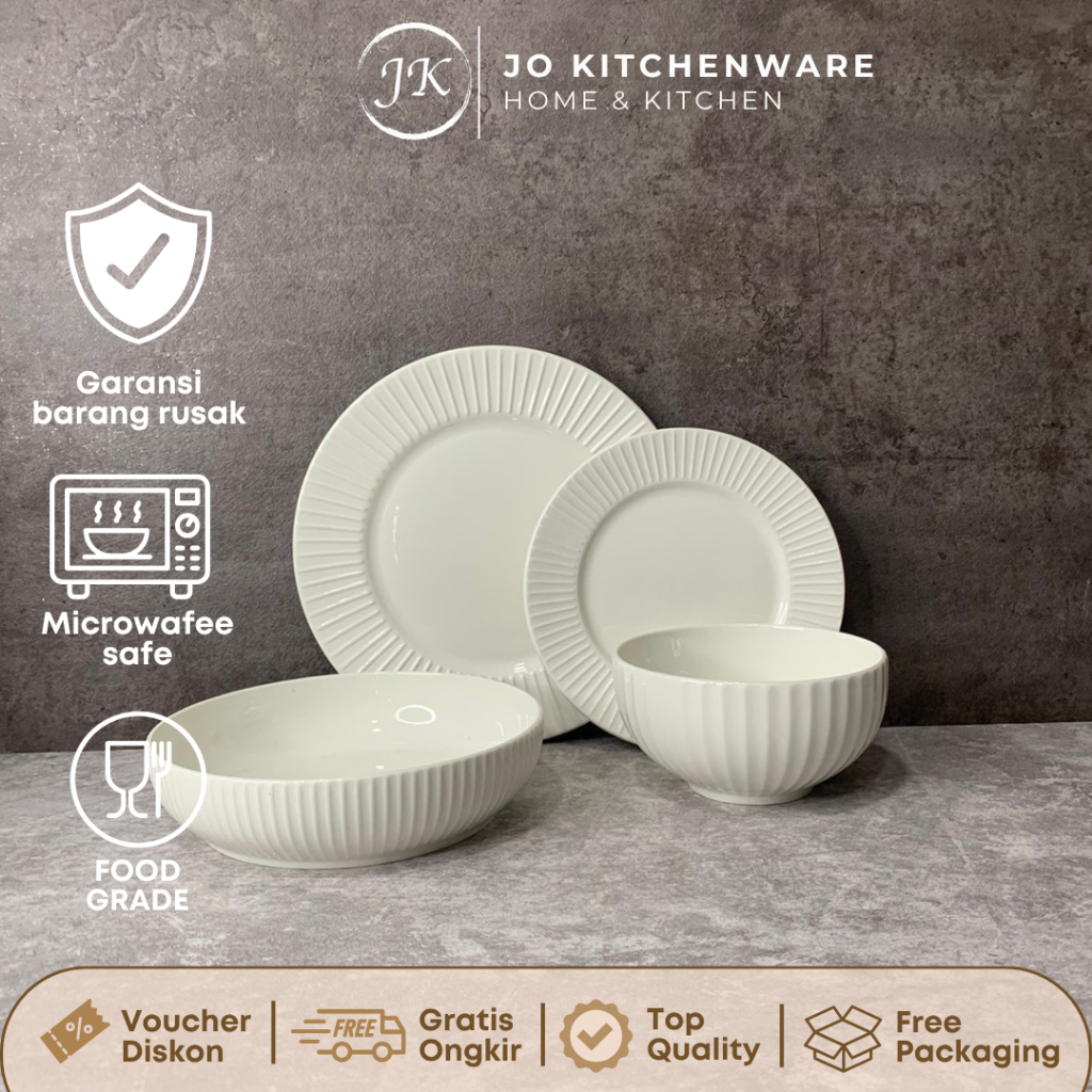 SET รุ่น Verine Line Premium White Ceramic Plain Unique Multipurpose hotelware JJ461 JJ517 JJ518 JJ5