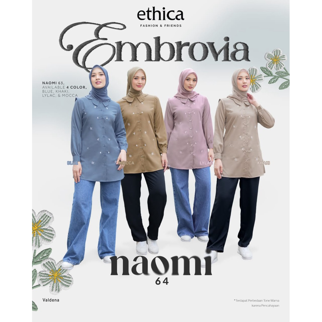 ETHICA NAOMI 64 Blouse Top (น้ําเงิน,กากี, Lylac, Mocca)