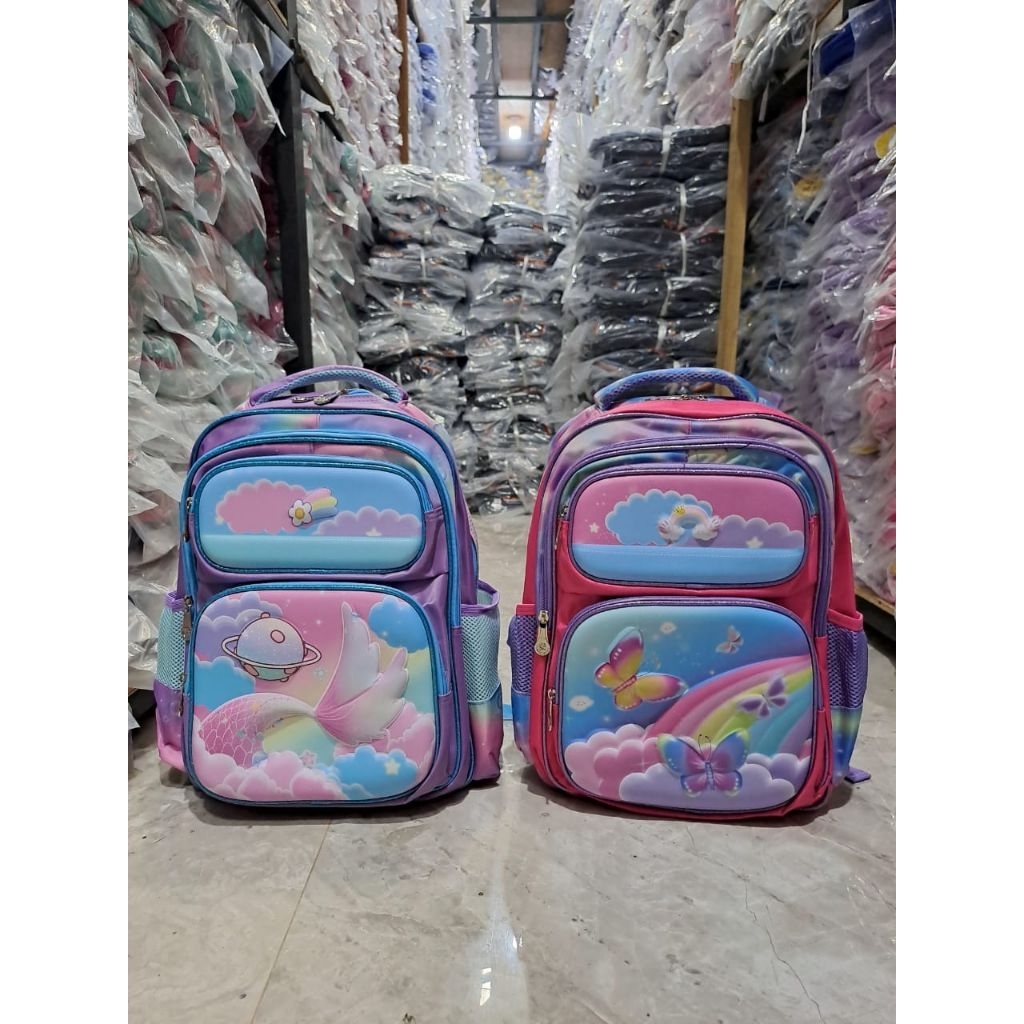 กระเป๋าผีเสื้อ PINK & MERMAID 3D นูน