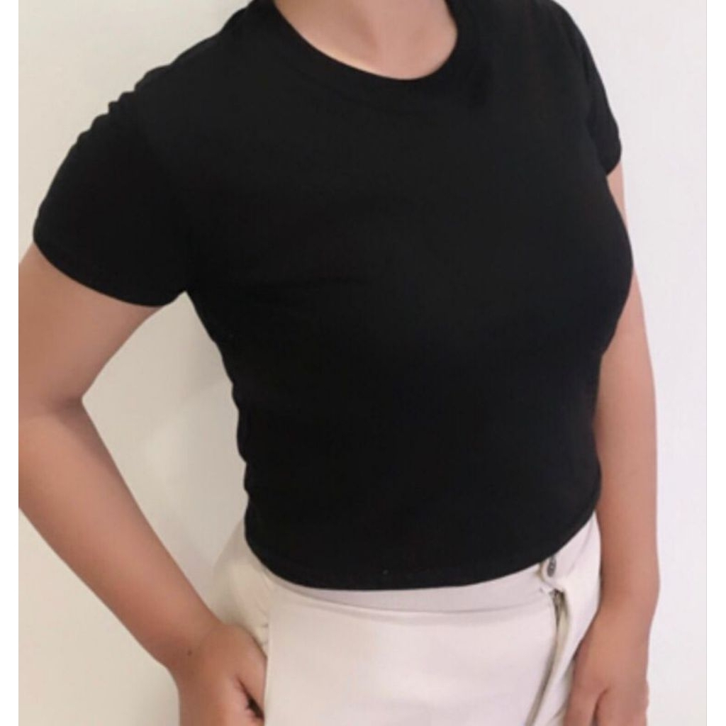 BASIC CROP COTTON COMED 30s TSHIRT CROP FASHION WOMEN