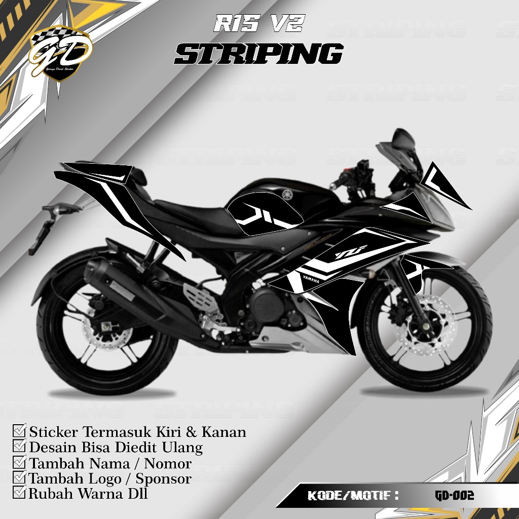 Striping R15 V2 - สติ๊กเกอร์ Striping R15 V2 - Yamaha Striping R15 V2 GD-002