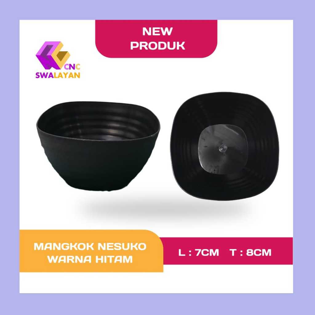 Hitam Black Nesuko Bowl / ชามราเมนพลาสติกสีดํา / ชามก๋วยเตี๋ยวสีดํา