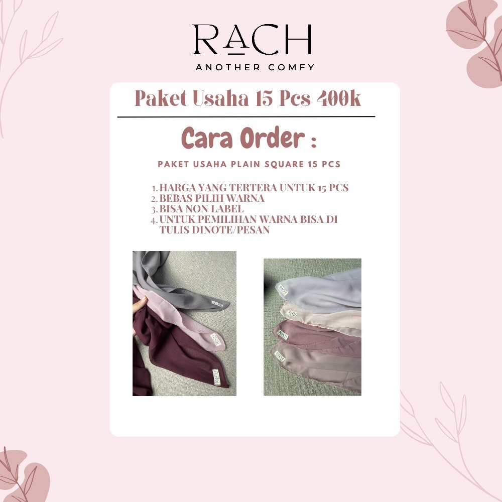 BUSINESS PACKAGE 15 ชิ้น PLAIN SQUARE RACH HIJAB