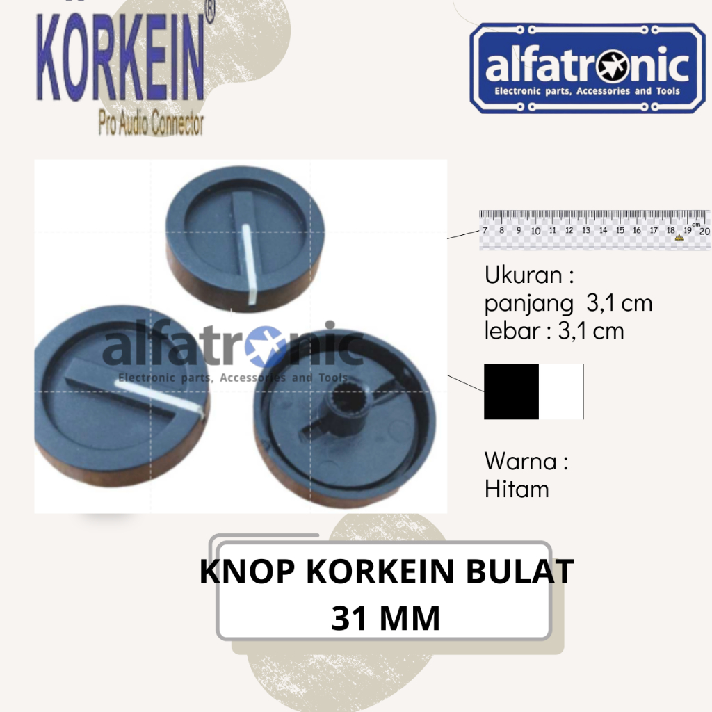 Hitam ROUND KORKEIN KNOP 31 MM BLACK / KNOP CA Box CA PLAT CA BLACK ROUND KNOP