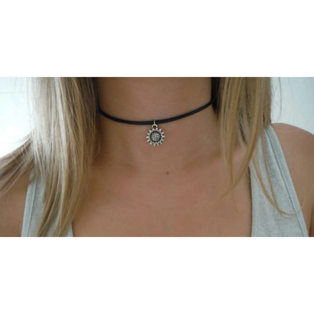 เค้นคอหนังสีดําแฟลกซ์ทานตะวัน 90s