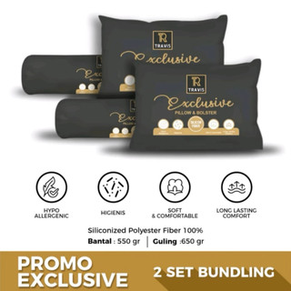 PAKET ISI 4 BANTAL GULING HOTEL TRAVIS LITE COTTON SERIES DEEP GREY BY HARVEST
