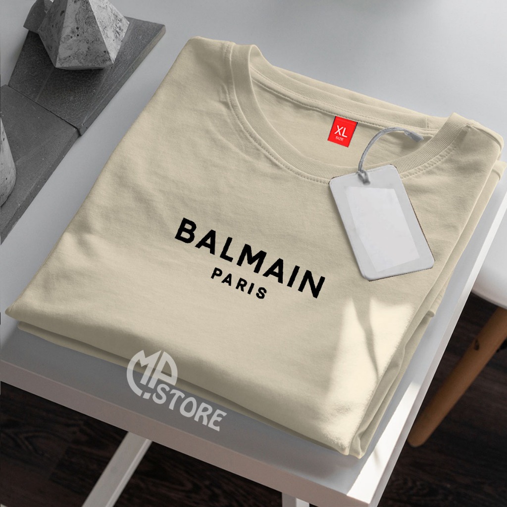 !!! B4lmain Paris ข้อความสีดําคุณภาพพรีเมี่ยม Distro เสื้อยืด Unisex เสื้อยืดแขนสั้นผ้าฝ้าย Combed 3