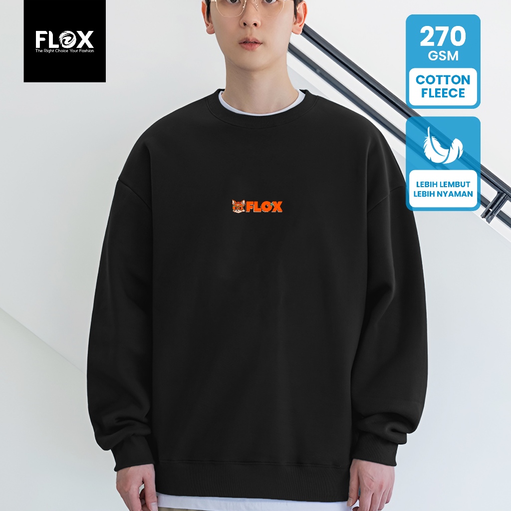 KATUN FLOX เสื้อกันหนาวผู้ชายและผู้หญิง/คอ FLOX FOX สกรีนลายผ้าฝ้ายขนแกะ Unisex FBS 1