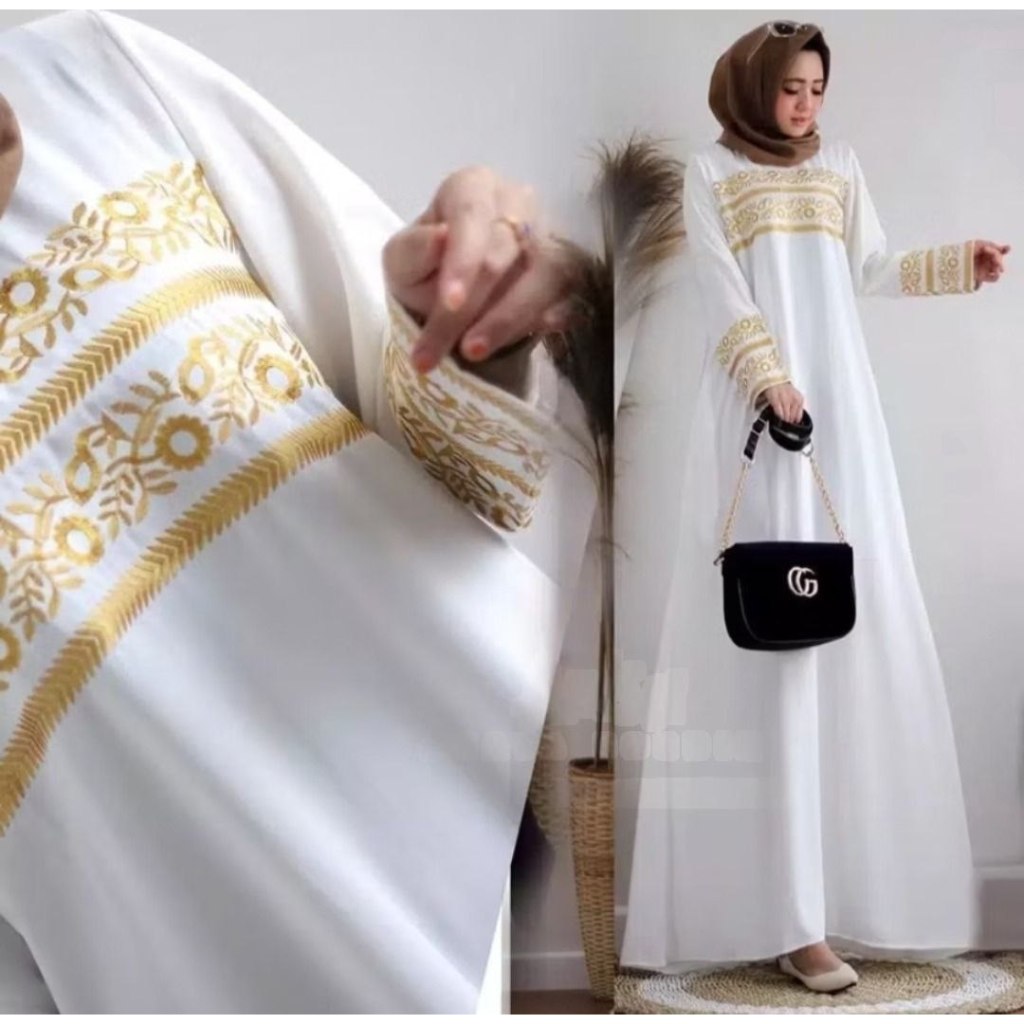 วีดีโอจริง!!! FRR2520 FAIZA EMBROIDERED Adult & Teenage Gamis SIZE M-XXL 2 สี / มุสลิม Maxi Long Dre