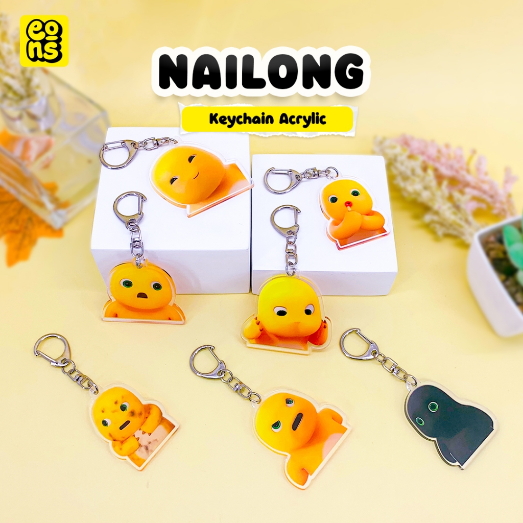 พวงกุญแจ GANTUNGAN NAILONG Series / พวงกุญแจอะคริลิค NAILONG Yellow Dino / พวงกุญแจกระเป๋าน่ารัก