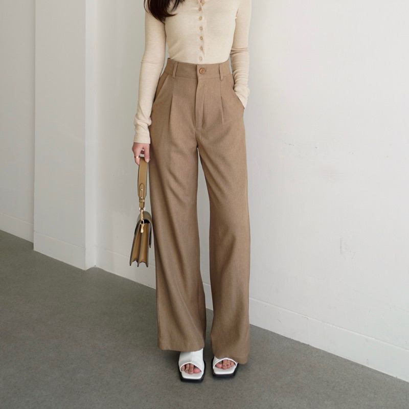 PARADISE - กางเกงทรงหลวมสําหรับผู้หญิง HIGHWRIST กางเกง CULOT สําหรับผู้หญิงสําหรับทํางานสํานักงานทา