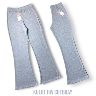 FLARE PANTS HIGHWAIST CUTBRAY CELANA PANJANG WANITA RAJUT RIB