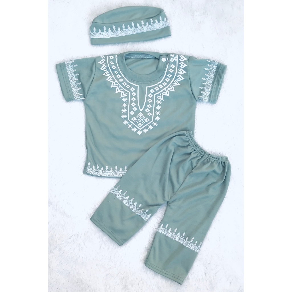 Baby Koko Suit Pants เสื้อเชิ้ตมุสลิม Ramadan Eid เสื้อผ้าเด็ก Bonus Peci อายุ 3-12 เดือน