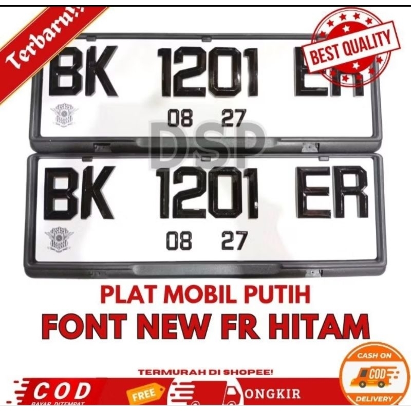 ป้ายทะเบียนรถยนต์ลายนูน NEW FONT FR-FREE COVER