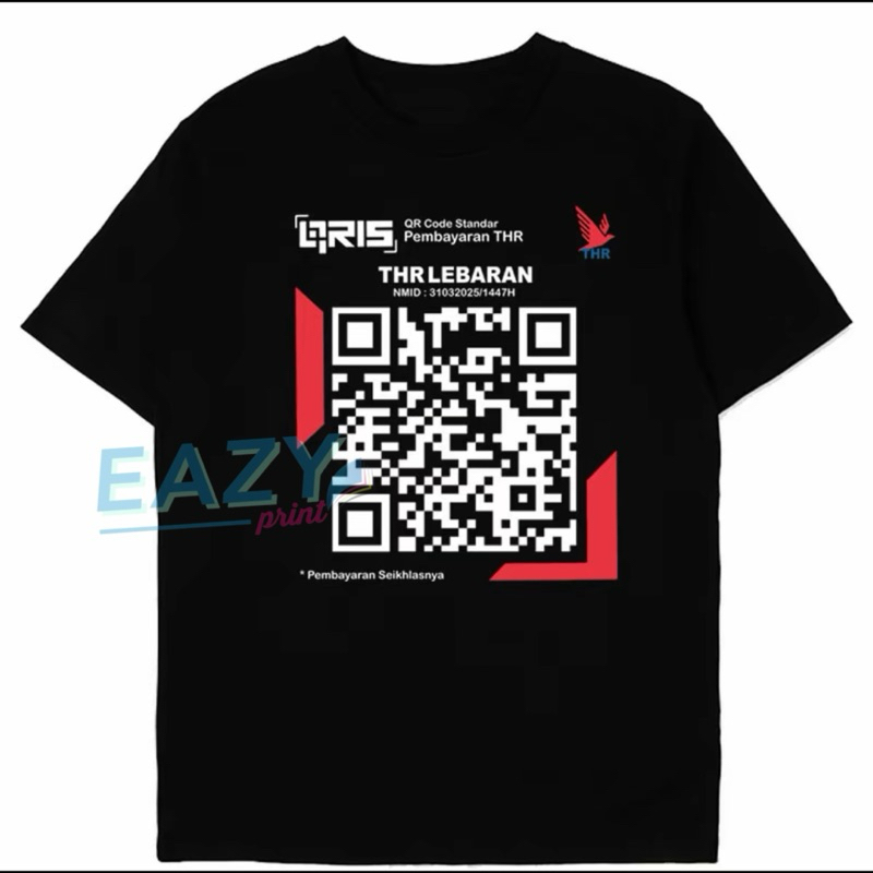 เสื้อยืดที่กําหนดเอง SCAN QRIS THR EID TSHIRT EID AL-FITR TRENDING VIRAL FAMILY OUTFIT SURAHURAHMI A