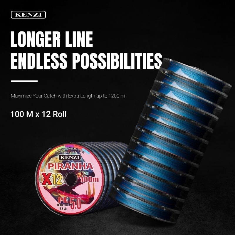 Pe Fishing Pe piranha x12 100m pe 1 ถึง 6 เชื่อมต่อ หลากสี