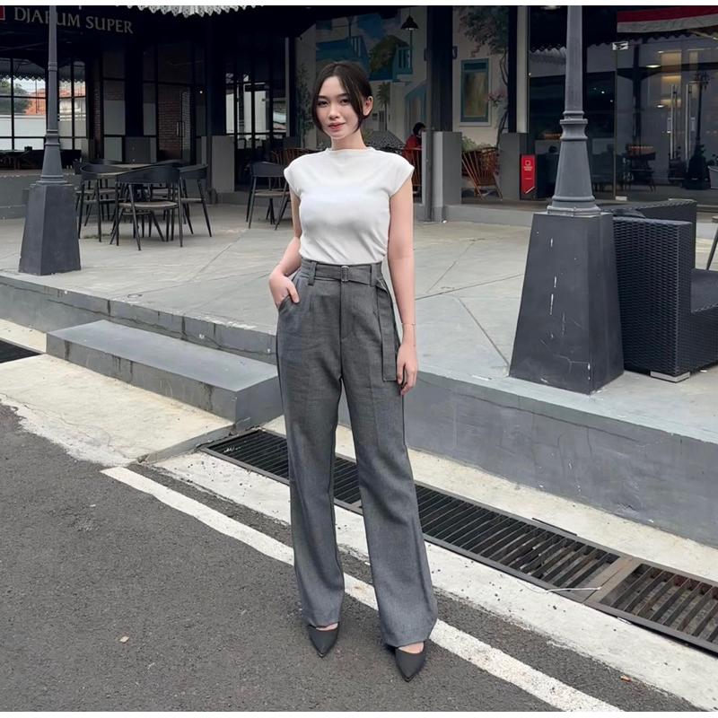 Urchoice - Gigi Cutbray Highwaist Pants / Womens Cutbray Flare Pants - กางเกง Cutbray Office