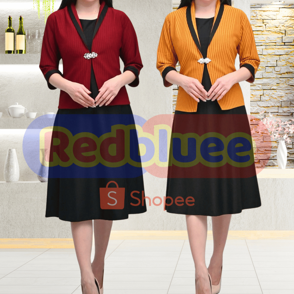 Redbluee ALine Dress เสื้อกั๊ก Scuba Blazer วัสดุยืดพรีเมี่ยม ลาย Motif Rb 879 Leq [สามารถยูนิฟอร์มไ