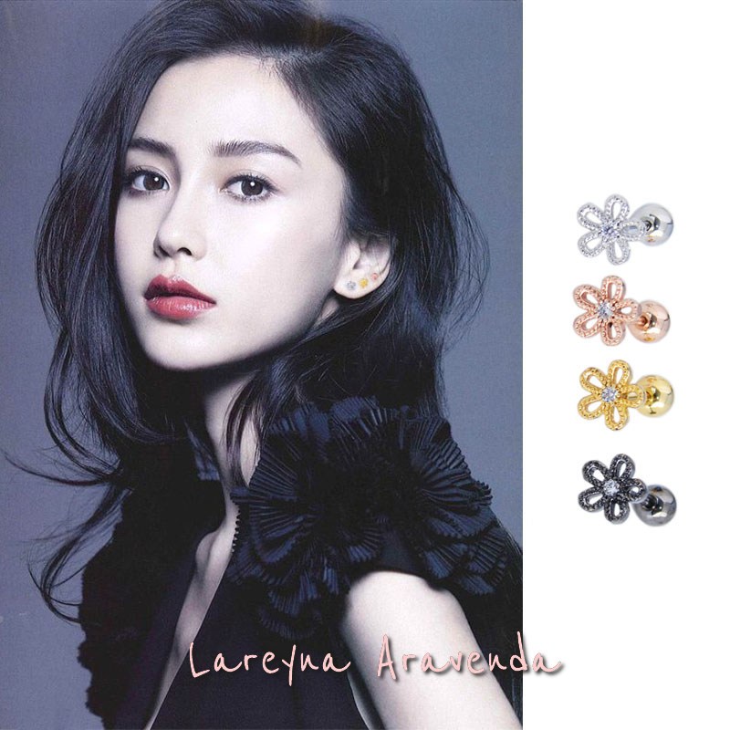 Hoki Crystal Zircon AAA ET002 ต่างหูผู้หญิงไทเทเนียมทนทาน