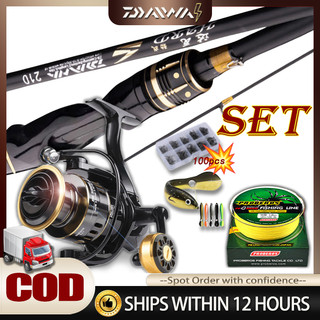 DAIWA Joran Pancing Set HE7000-50Kg Laut Tarikan Pancing Metal Gulungan Pancing Gulungan Pancing Fishing Rod with 5.2:1 Reel Combo for Bass with Lure Hook Fishing Tackle Setelan Spinning Reel Pancing Gulungan Pancing Pancingan Set