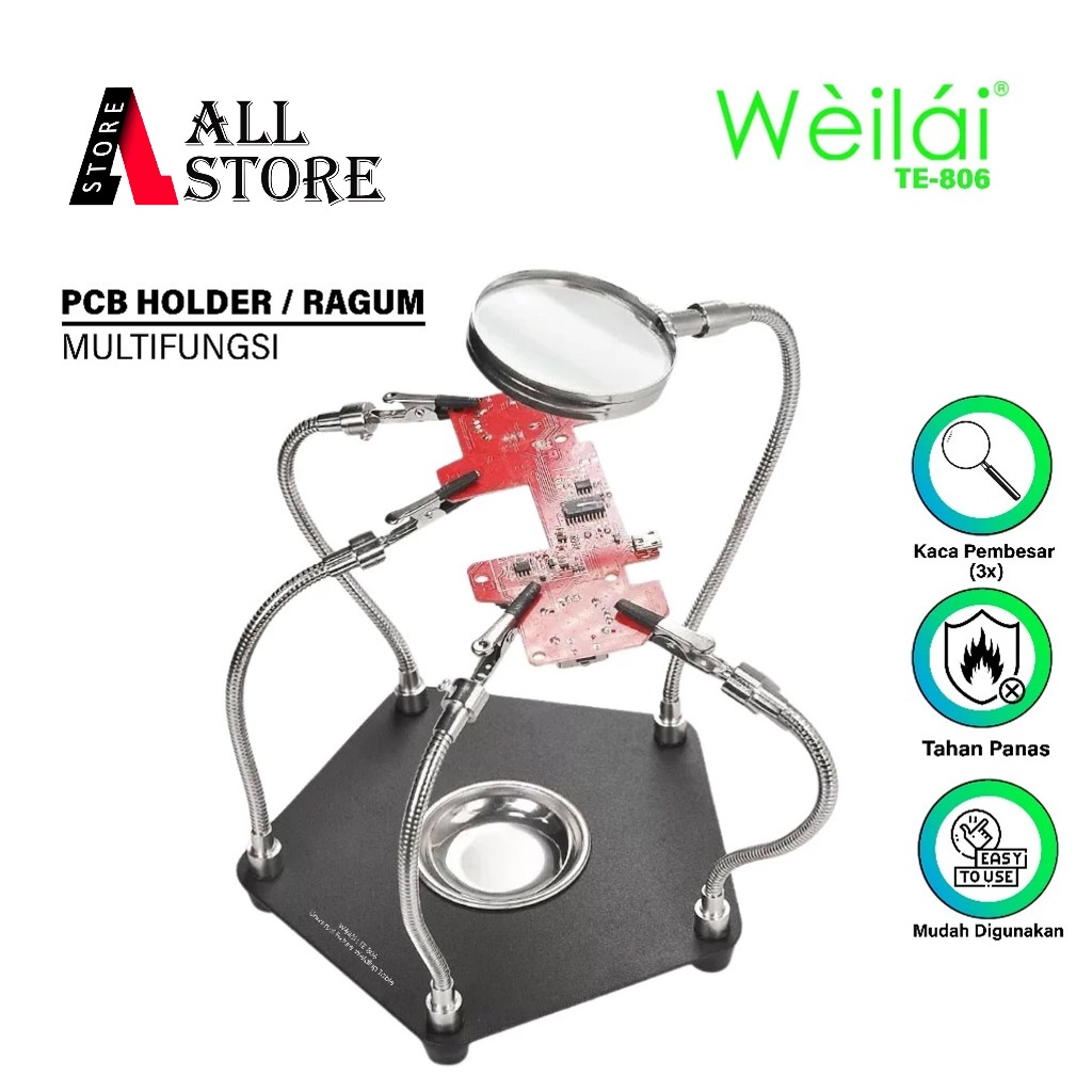 WEILAI PCB CLAMP & MAGNIFYING GLASS TE-806 ORIGINAL - MULTIFUNCTIONAL PCB HOLDER - PCB CLAMP HOLDER 