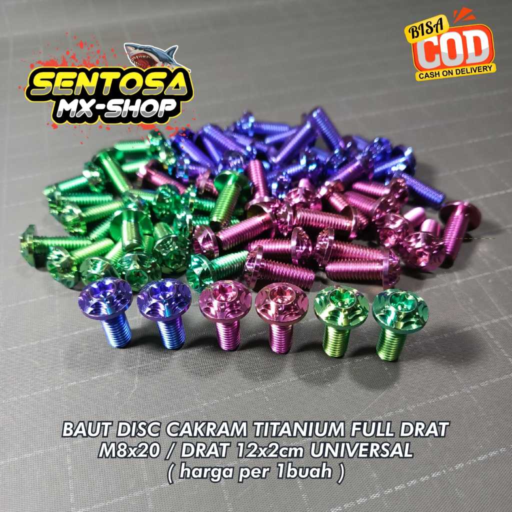 [PRICE ต่อ 1 ชิ้น] STAR MODEL TITANIUM DISC BOLT M8x20mm THREAD 12x2cm MIO | ตีบีท | VARIO VARIO VAR