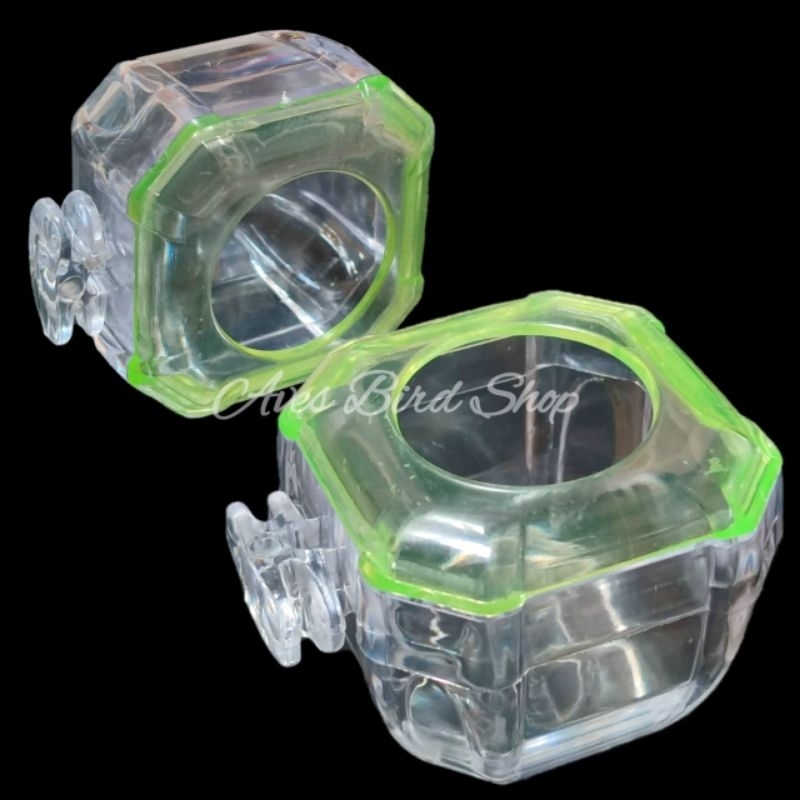 (WHOLESALE 1PACK) CEPUK ELITE ANTI-SPILL SONG 8 MICA พร้อม LID NUMBER 1 และ 2 BIRD FEED CONTAINERS