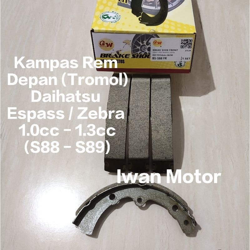 ผ้าเบรคหน้า (Drum) Daihatsu Espass / Zebra 1.0cc - 1.3cc (S88 - S89)