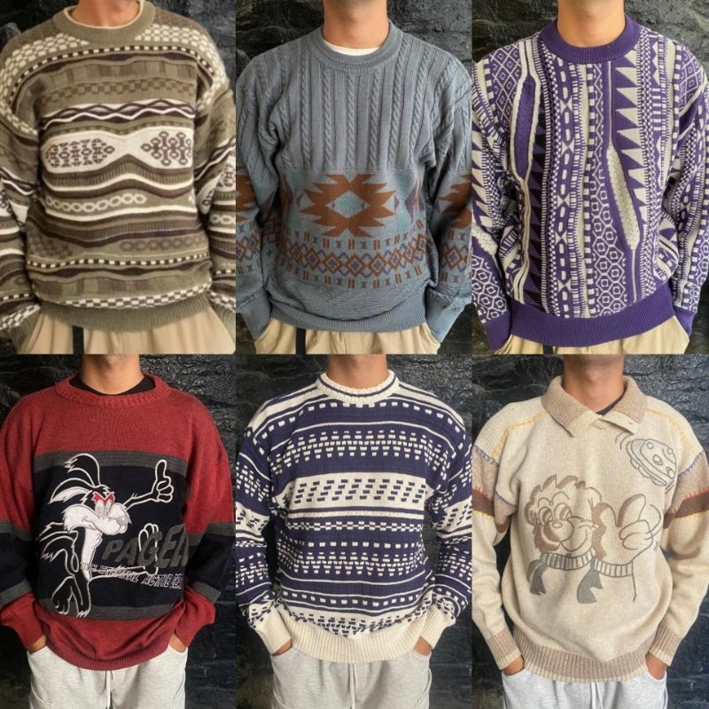เสื้อกันหนาววินเทจ 3D PATTERN KNITWEAR