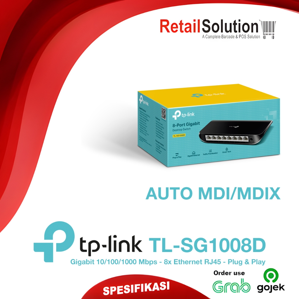 Gigabit 8-Port Switch - TP Link TPLINK TL-SG1008D SG-1008D Desktop