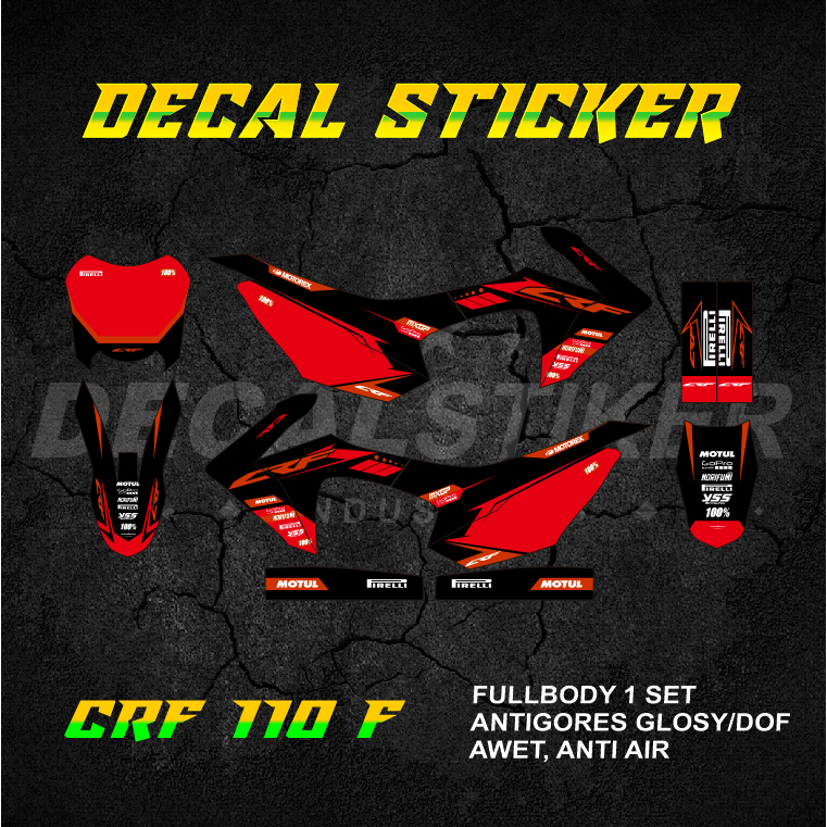 STABILO HIJAU UNGU MERAH DECAL STICKER CRF 110 FULLBODY (007) DECAL STICKER MINIMOTO 110F F MINITRAI