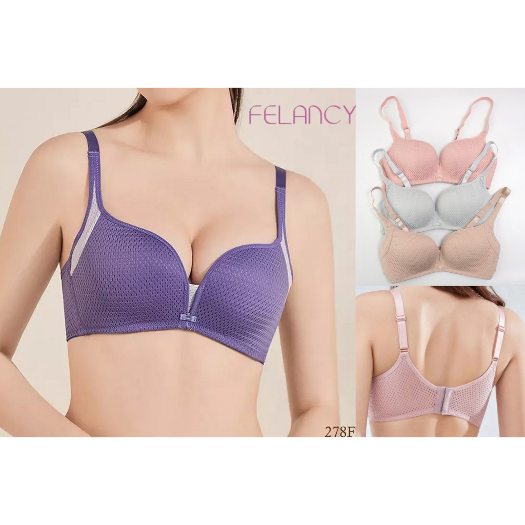 Felancy Womens Underwire Bra Full Cup Medium Foam 36B 38B WIreless ชุดชั้นใน 278F