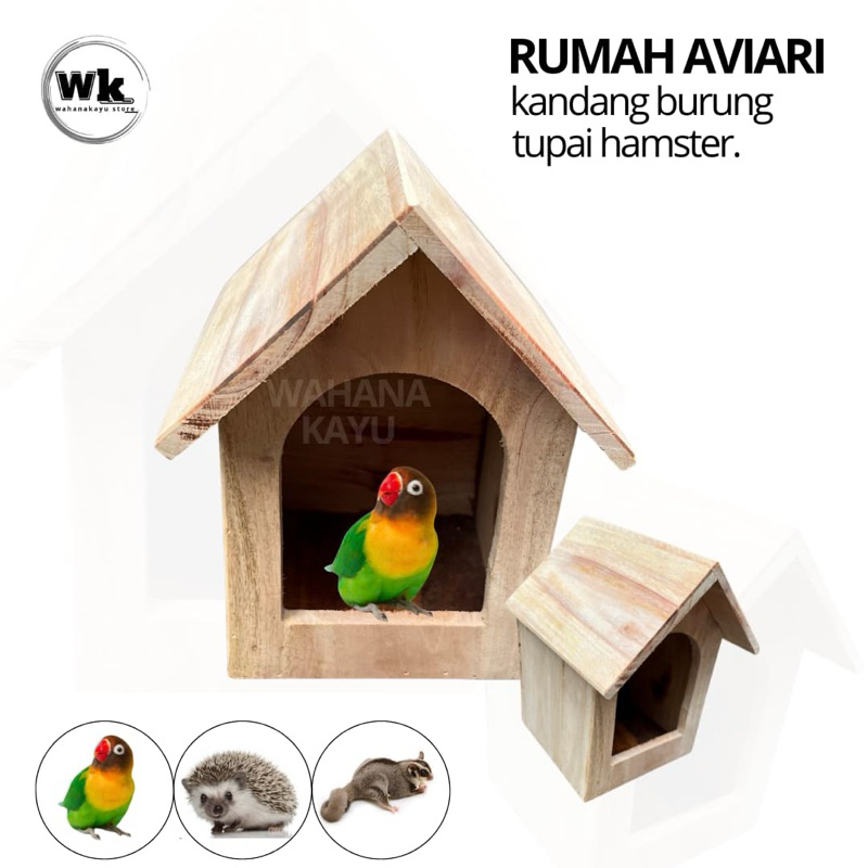 GLODOK BIRD SQUIRREL HAMSTER HOUSE MOTIF WOODEN WAHANA HOLE MODEL