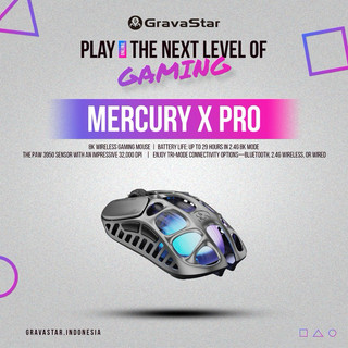 GravaStar Mercury X Pro Wireless Gaming Mouse + 8K Dongle Interstellar Silver