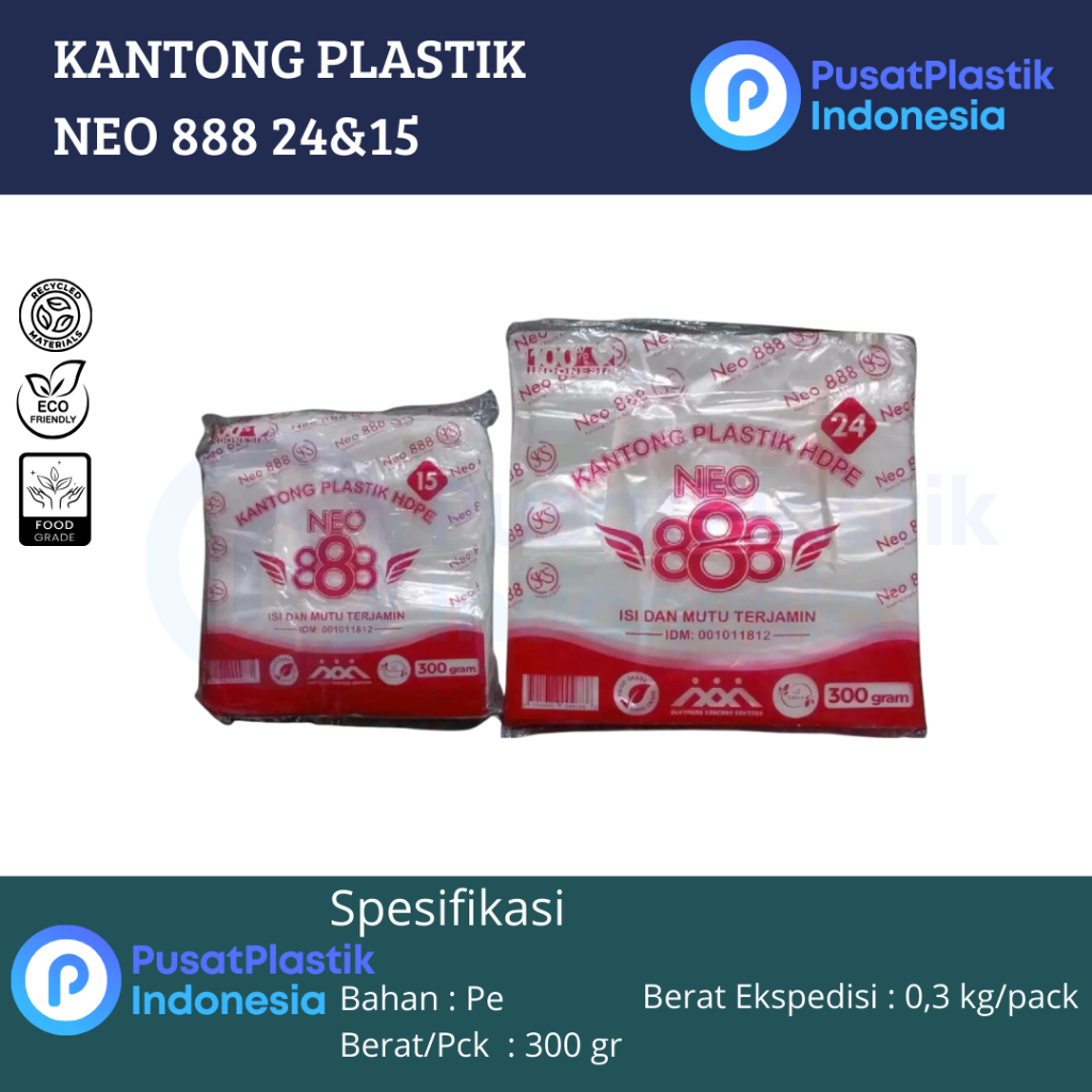 ถุงพลาสติกใส 15 24 300gr / HDPE Neo888 ถุงพลาสติกใสใสใส ขนาด 15 & 24 เป็นมิตรกับสิ่งแวดล้อม