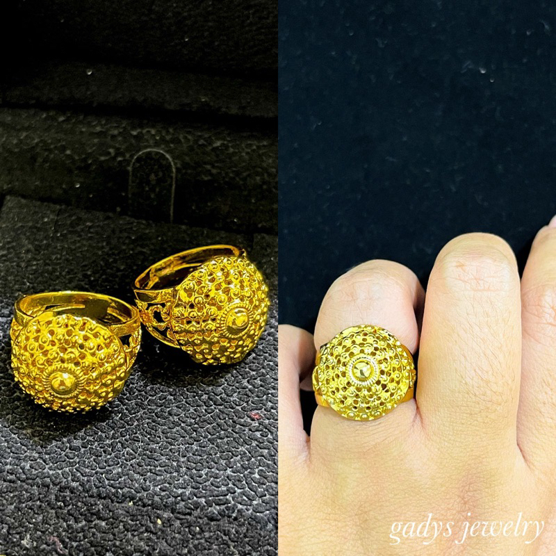 REPLIKA Borobudur ring 24krt Gold Plated Crum Light Gold 8 กรัม Premium Gold Replica แหวนผู้หญิง