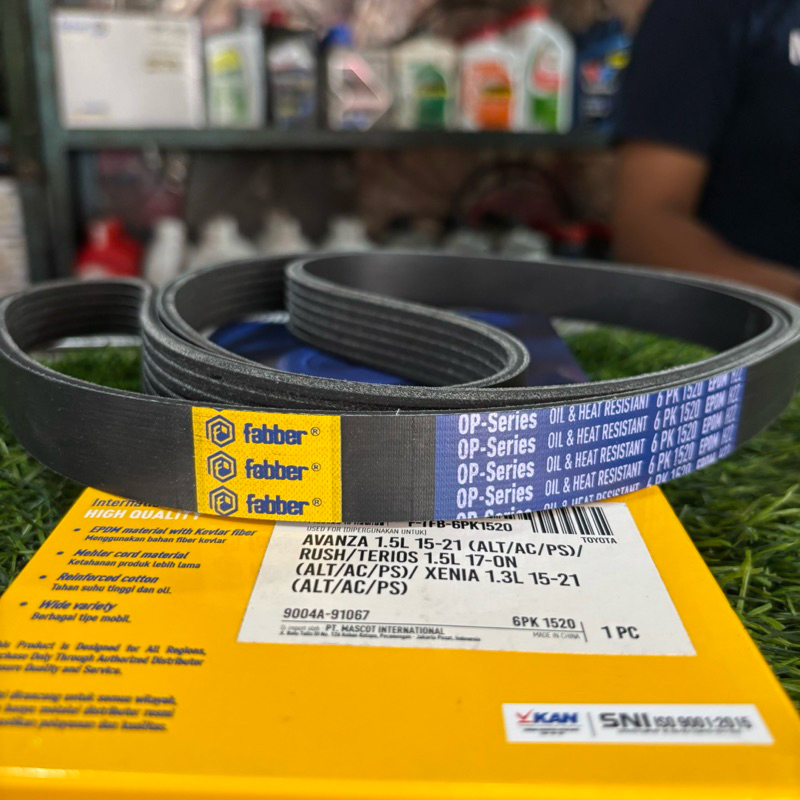 VAN BELT 6PK1520 AVANZA 1.5L 2015-2021 (ALT/AC/PS) RUSH/TERIOS 1.5L 2017-2022 FABER ยี่ห้อคุณภาพสูงย