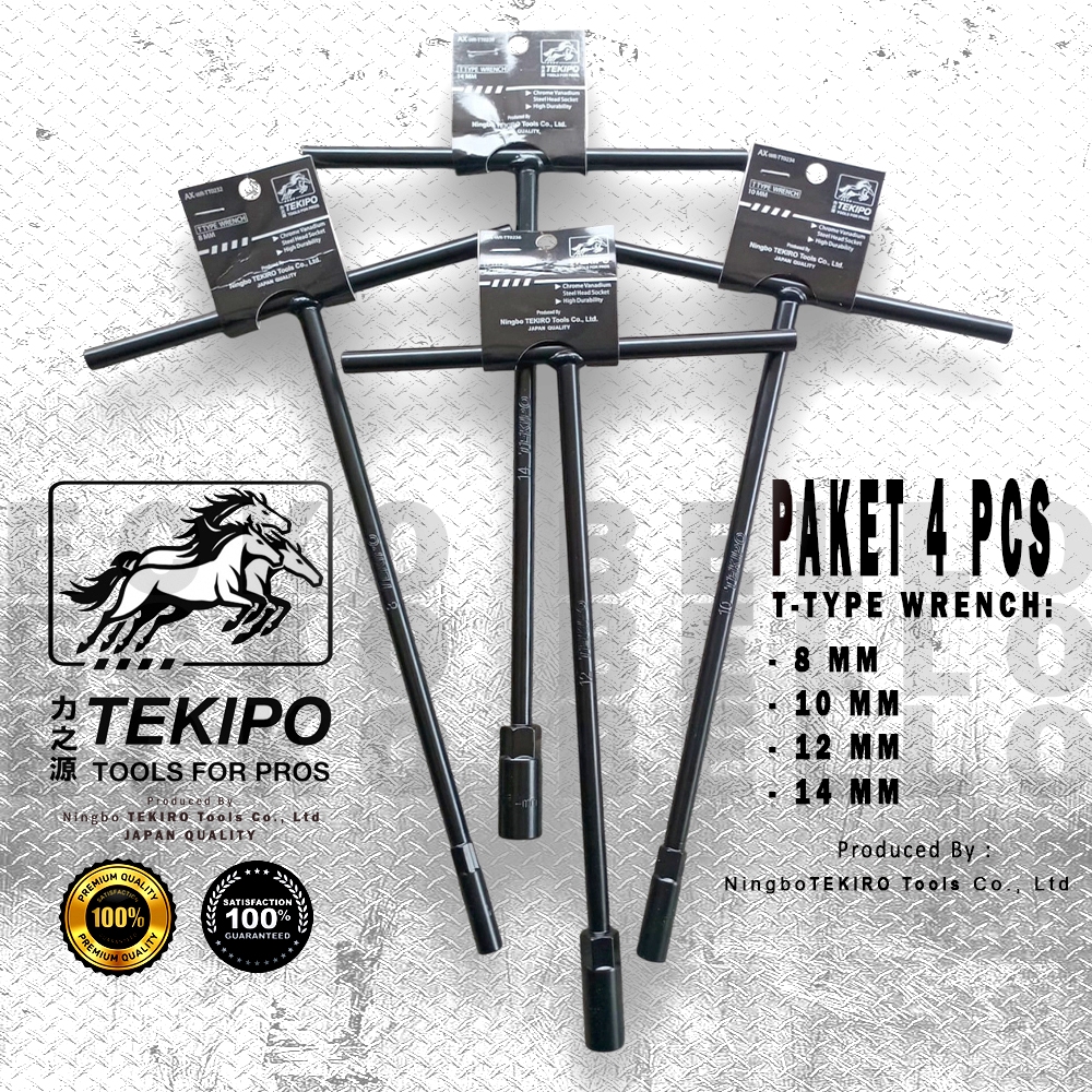 TEKIPO แพคเกจประแจ T-Sock ขนาด 8-10-12-14 มม. / Tekipo T-Wrench ครบชุด