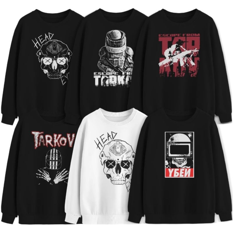 TARKOV HEAD EYES Series เสื้อสเวตเตอร์เกม Unisex สีดําและสีขาว