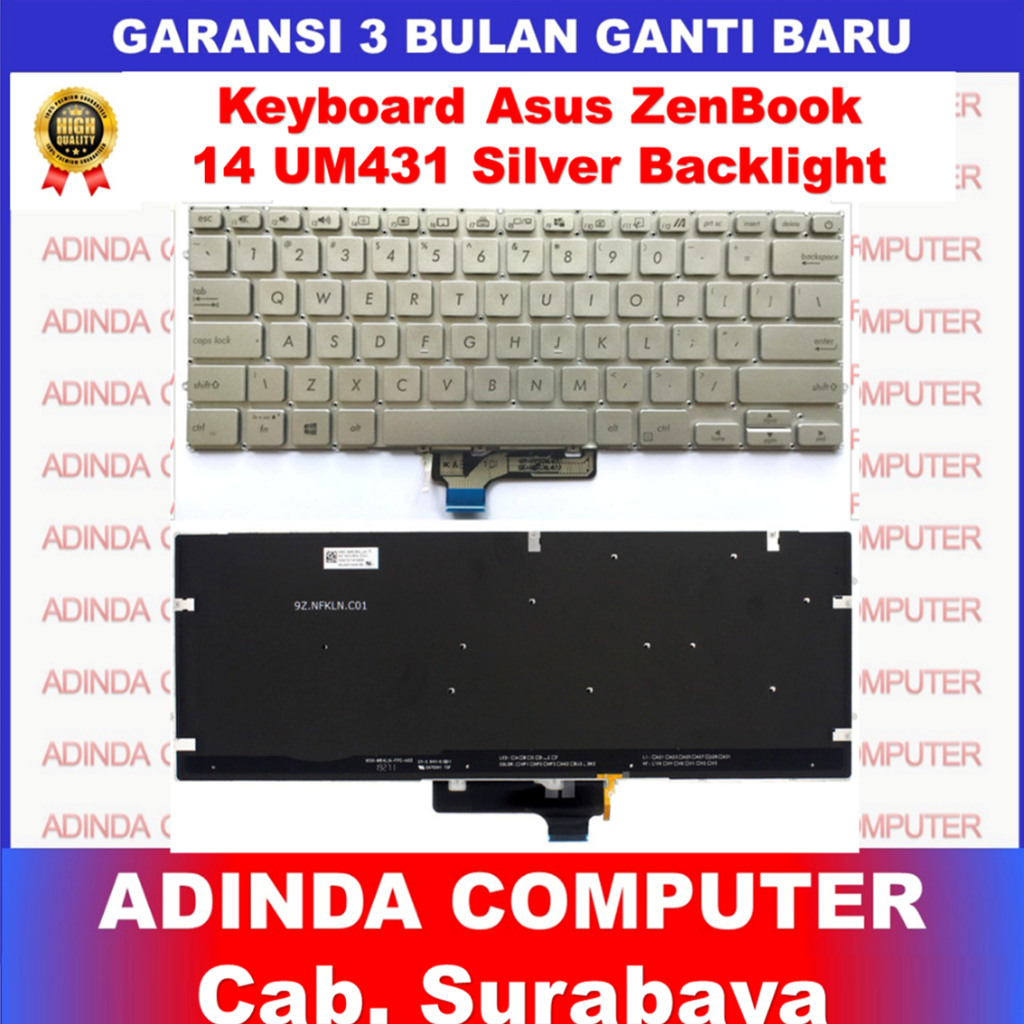 Asus ZenBook 14 UM431 UX431U V431 X431 BX431 K431 S431 S4500 U4500F คีย์บอร์ด