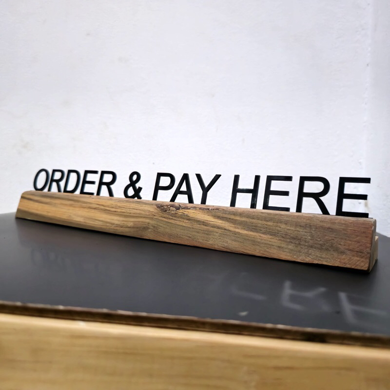 STAND ORDER & PAY HERE PRINT ORDER BOARD AND PAY HERE PVC & ACRYLIC MINIMALIST 35x6 MARKER BOARD PAY
