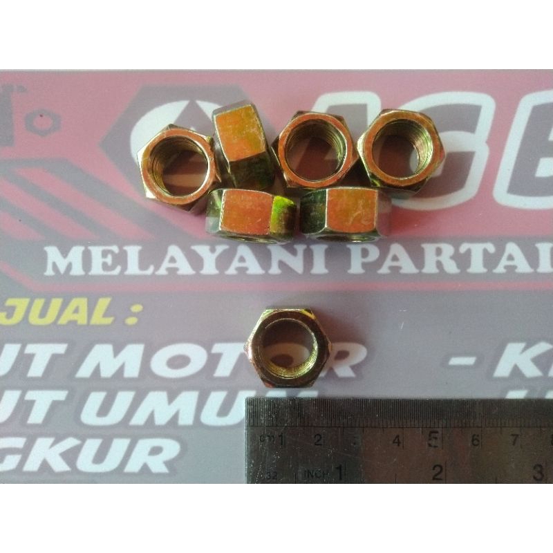 M14 x 1.5 น็อต / น็อตเหล็กชุบสังกะสีสีเหลือง เฉพาะกุญแจหกเหลี่ยม 14 มม. 19