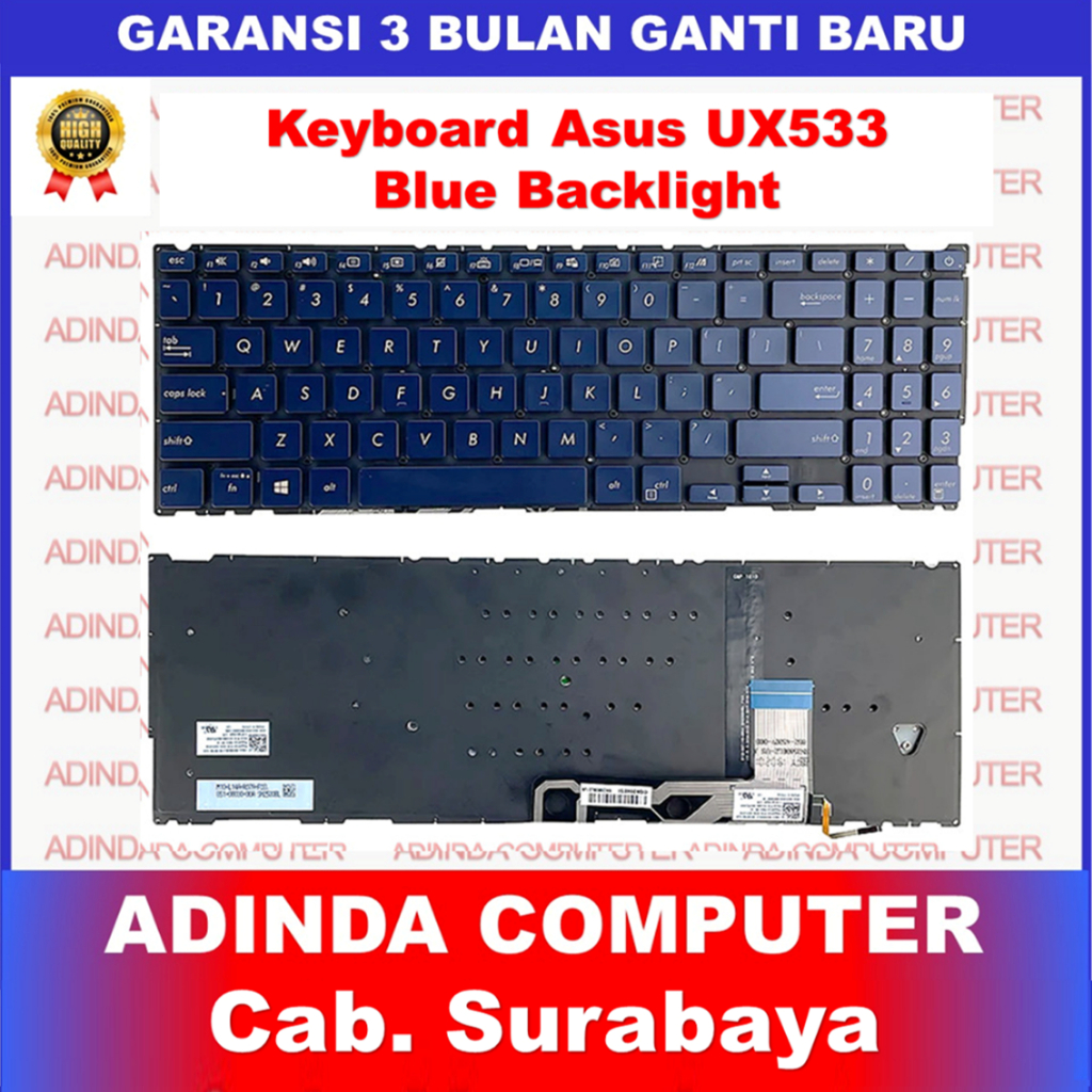 Asus Zenbook 15 UX533 UX533F UX533FAC UX533FD UX533FN UX533FTC คีย์บอร์ด